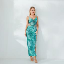 Dámský dvoudílný crop top midi sukně se sukní - odhalený zádový díl, bodycon, vintage párty outfit ve stylu Y2K - náhled 5