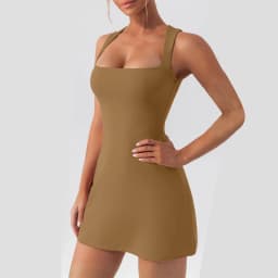 Dámské přiléhavé mini šaty bez rukávů - hranatý výstřih, tenis, sportovní šaty, léto, strečové, sexy - náhled 3