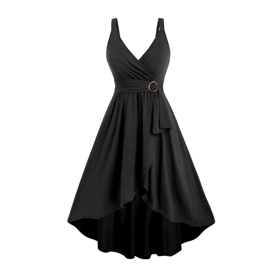 Elegantní midi šaty s výstřihem do V a bez ramínek, dámské stahující pas, délka ke kolenům