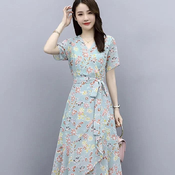 Dámské letní šaty s květinovým potiskem, elegantní ležérní, áčkové, midi šaty, k dispozici ve větších velikostech