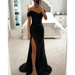 Dámské flitrované společenské šaty s rozparkem na jednom rameni - elegantní večerní koktejlové společenské šaty - náhled 6