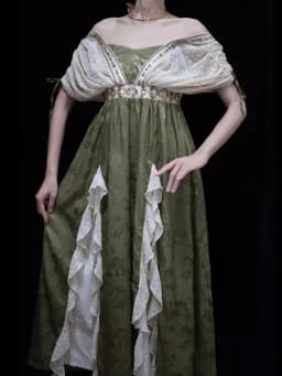 Vintage šaty Y2K Lolita zelené žakárové elegantní princeznovské cosplay retro šaty pro denní nošení - náhled 3