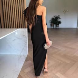 Asymetrické šaty s lomeným límcem, bodycon šaty s vydlabaným bokem a rozparkem, večerní šaty pro ženy - náhled 5