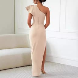 Asymetrické šaty s lomeným límcem, bodycon šaty s vydlabaným bokem a rozparkem, večerní šaty pro ženy - náhled 4