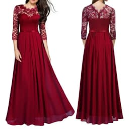 Dámské šaty na večírek s 3/4 krajkovými rukávy - Slim Fit, koktejlové šaty do áčka - náhled 7