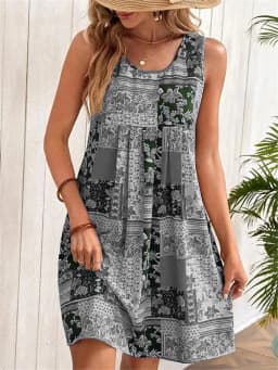 Dámské květinové minišaty bez rukávů s 3D květinovým potiskem, plus size, ležérní letní šaty v retro stylu - náhled 7