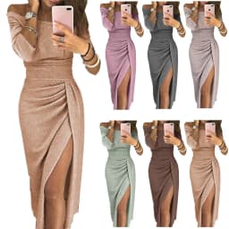 Dámské večerní šaty s odhalenými rameny, bodycon, dlouhý rukáv, velikost S-XXL - náhled 2