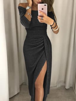 Dámské večerní šaty s odhalenými rameny, bodycon, dlouhý rukáv, velikost S-XXL - náhled 7