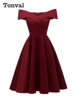 Vintage bavlněné šaty s odhalenými rameny - elegantní střih, zvonové šaty na večírek, večerní ples pro ženy - náhled 3