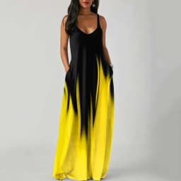 Dámské letní maxi šaty bez ramínek s potiskem a gradientním potiskem, úzký střih, bez rukávů, plus size - náhled 4