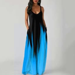 Dámské letní maxi šaty bez ramínek s potiskem a gradientním potiskem, úzký střih, bez rukávů, plus size - náhled 5