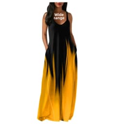 Dámské letní maxi šaty bez ramínek s potiskem a gradientním potiskem, úzký střih, bez rukávů, plus size - náhled 6