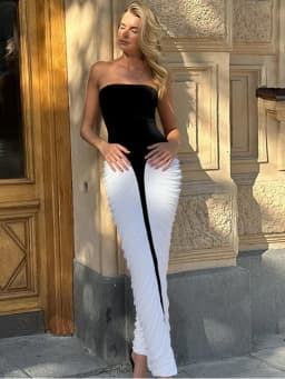 Dámské sexy šaty s odhalenými rameny, bodycon, dlouhé klubové šaty bez ramínek, s odhalenými rameny - náhled 6