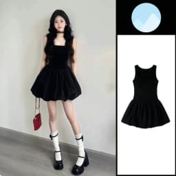 Černé modální mini šaty bez rukávů áčkového tvaru, letní zeštíhlující, drobné ženy, módní vintage styl - náhled 2