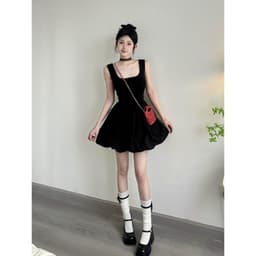 Černé modální mini šaty bez rukávů áčkového tvaru, letní zeštíhlující, drobné ženy, módní vintage styl - náhled 6