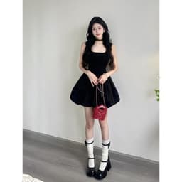 Černé modální mini šaty bez rukávů áčkového tvaru, letní zeštíhlující, drobné ženy, módní vintage styl - náhled 4