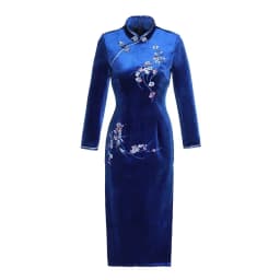 Dámské vintage dlouhé šaty Qipao Cheongsam, etnické, streetwear, módní oblečení - náhled 6