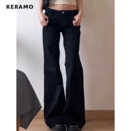 Dámské vintage džíny s vysokým pasem, černé, pytlovité, s motivem Y2K, ležérní, pouliční, retro - náhled 4
