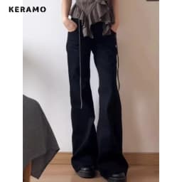 Dámské vintage džíny s vysokým pasem, černé, pytlovité, s motivem Y2K, ležérní, pouliční, retro - náhled 7
