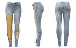 Dámské roztrhané úzké džíny s vysokým pasem a řetízkovým detailem, kalhoty z opotřebovaného denimu, streetwear - náhled 6