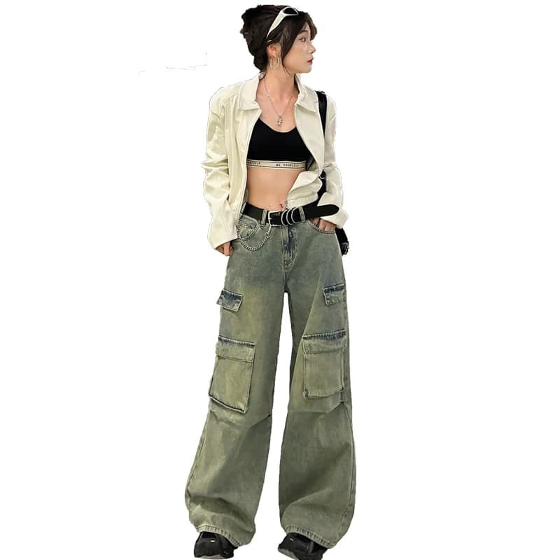 Dámské džínové kraťasy s širokými nohavicemi a vysokým pasem z roku 2000, retro, pytlovité, modré, vintage