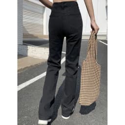 Džíny s vysokým pasem a rovnými nohavicemi - Džínové kalhoty Y2K Streetwear pro ženy, černé - náhled 7