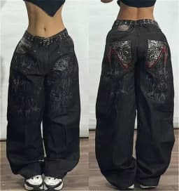Dámské volné džíny s širokými nohavicemi, styl Y2K Street, hip hop, volný střih - náhled 4