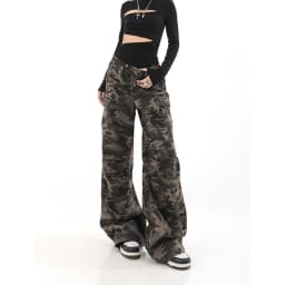 Dámské maskáčové cargo kalhoty, široké nohavice, baggy overal, retro hip hop, streetwear kalhoty Y2K - náhled 6