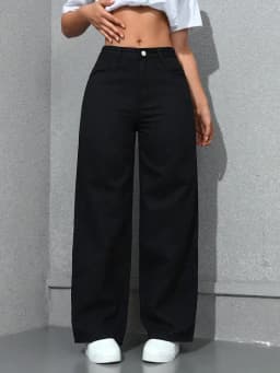 Dámské džíny s vysokým pasem a širokými nohavicemi, ležérní rovné džínové kalhoty, retro streetwear kalhoty - náhled 6