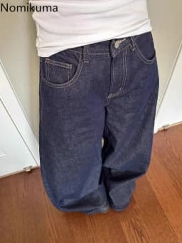Dámské džíny s vysokým pasem a širokými nohavicemi, streetwear, rovné džínové kalhoty, volnočasové kalhoty - náhled 4