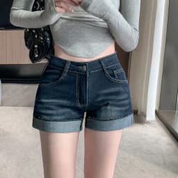 Dámské džínové kraťasy s vysokým pasem, retro styl z 90. let, streetwear, módní modré džínové kraťasy, letní - náhled 3