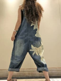 Dámské vintage džínové overaly - volný střih, letní potisky, džíny, ležérní módní kalhoty 2025 - náhled 3