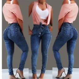 Dámské bavlněné džíny plus size, trendy pouliční styl, léto 2024, módní džínové kalhoty - náhled 4