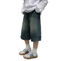 Vintage Y2K Baggy džínové kraťasy unisex široké nohavice seprané džíny ležérní nadměrné džíny - náhled 6