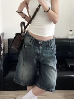 Y2K Vintage High Waist Denim Shorts Dámské Baggy Wide Leg Jorts Letní Streetwear Casual - náhled 2