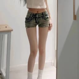 Dámské punkové džínové kraťasy s nízkým pasem - elastické mini kalhoty v letním stylu do nočního klubu - náhled 6