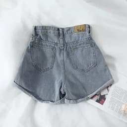 Dámské volné džínové kraťasy s vysokým pasem - korejský styl, retro letní ležérní tepláky - náhled 4