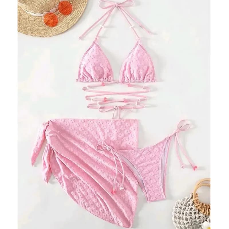 Růžové push-up bikiny set pro ženy dvoudílné plavky brazilského stylu plážové plavky