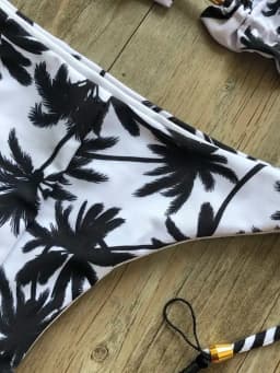 Černobílé kokosové palmy Tisk Bikiny Set Trojúhelníkové Halter Plavky Dámské Plavky Brazilské - náhled 6