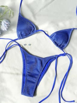 Lesklé trojúhelníkové bikiny Set Dvoudílné bandážové plavky Dámské letní plážové oblečení Plavky - náhled 2
