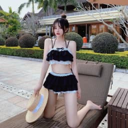 Dámský set bikin s volánky - roztomilé dvoudílné plavky v japonském stylu na pláž a k bazénu - náhled 4