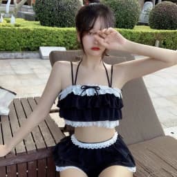 Dámský set bikin s volánky - roztomilé dvoudílné plavky v japonském stylu na pláž a k bazénu - náhled 6