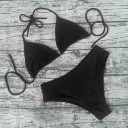 Sexy trojúhelníkové bikiny - jednobarevné pruhované plavky pro ženy, dvoudílné plážové plavky - náhled 2
