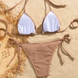 Bílé brazilské bikiny set pro ženy, dvoudílné plavky, plážové plavky k bazénu - náhled 4