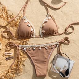 Bílé brazilské bikiny set pro ženy, dvoudílné plavky, plážové plavky k bazénu - náhled 3