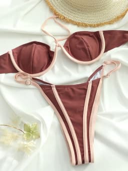 Leopardí tisk s odhalenými rameny Bikiny Set Patchwork Plavky Dámské plážové oblečení Sexy plavky - náhled 2