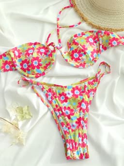 Leopardí tisk s odhalenými rameny Bikiny Set Patchwork Plavky Dámské plážové oblečení Sexy plavky - náhled 6