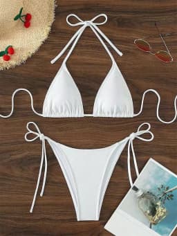 Dámské brazilské tanga bikiny set - šněrovací nastavitelné plavky s bočním zavazováním - náhled 3