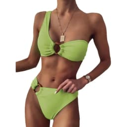 Bikiny Bandeau na jedno rameno - Jednobarevné dámské plavky Tankini, plážové oblečení - náhled 6