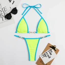 Bikiny s vysokým pasem a mikro bikinami - dvoudílné plavky s tangy, plážové oblečení - náhled 3